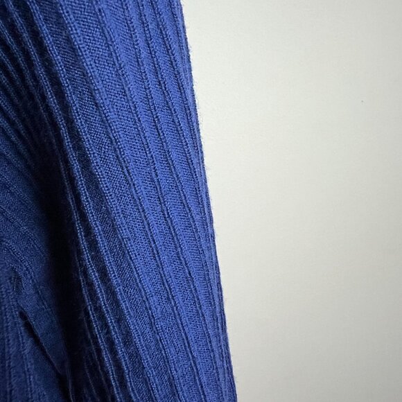 Nordstrom Collection Sweater Top Womens Large Blue Merino‎ Wool Dolman High Low - Picture 8 of 12